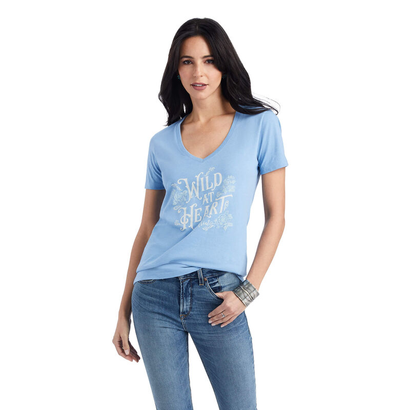 Camisetas Ariat Wild Heart Azules Claro Mujer - Chile 813-ZYAIOJ